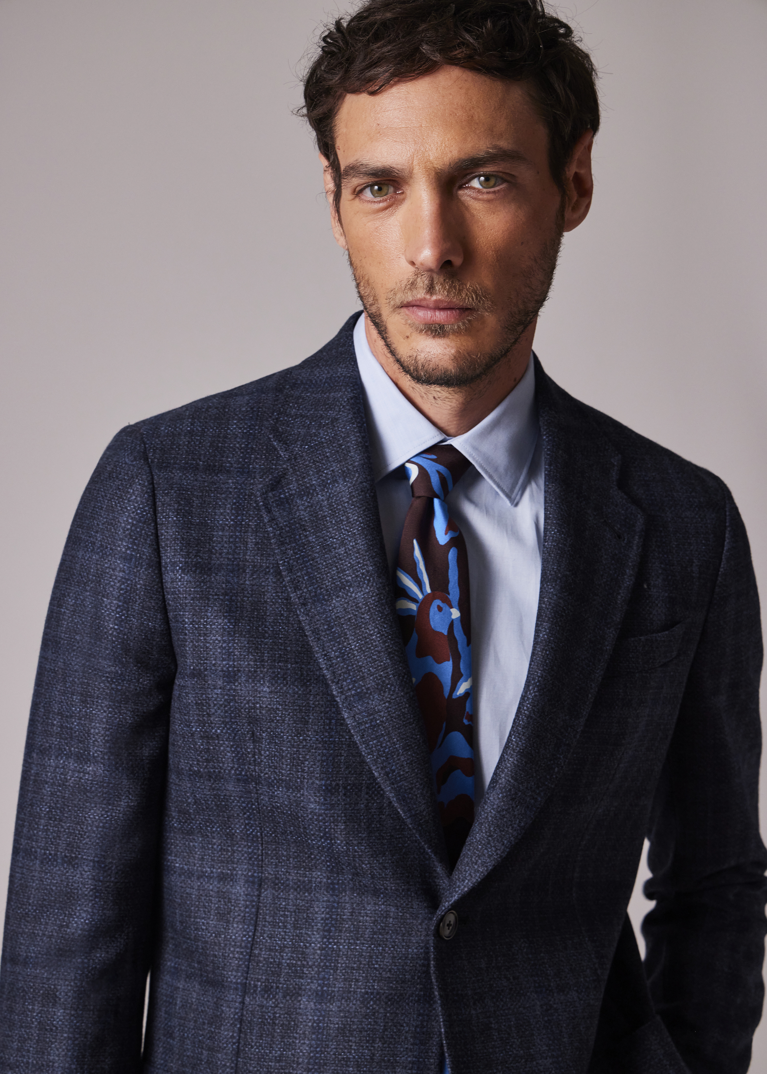 Navy Check Wool-Cashmere Buggy-Lined Blazer - 5