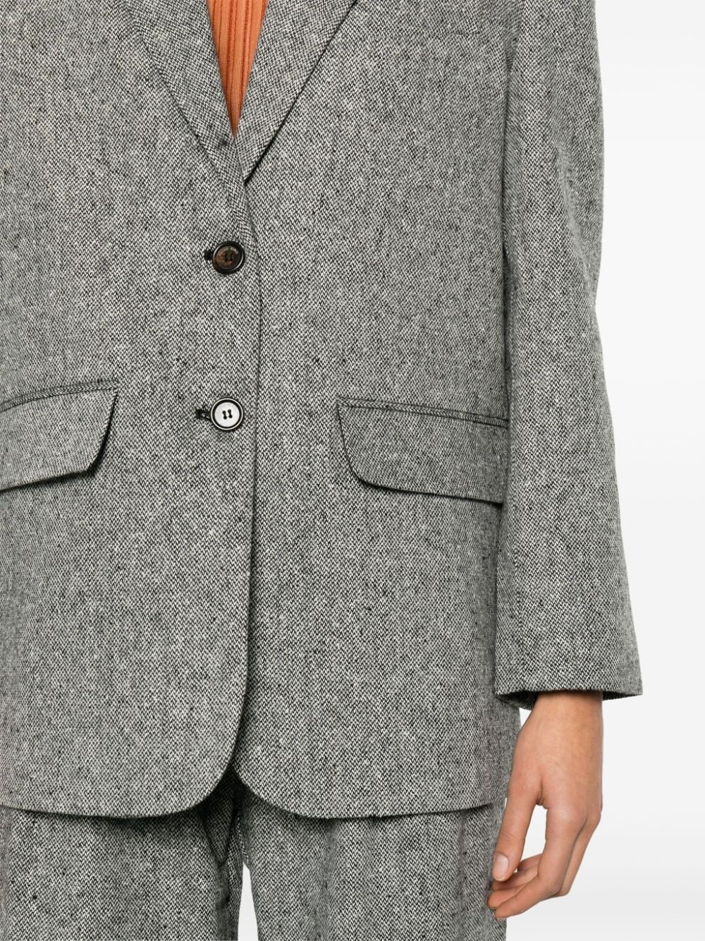 herringbone single-breasted blazer - 5