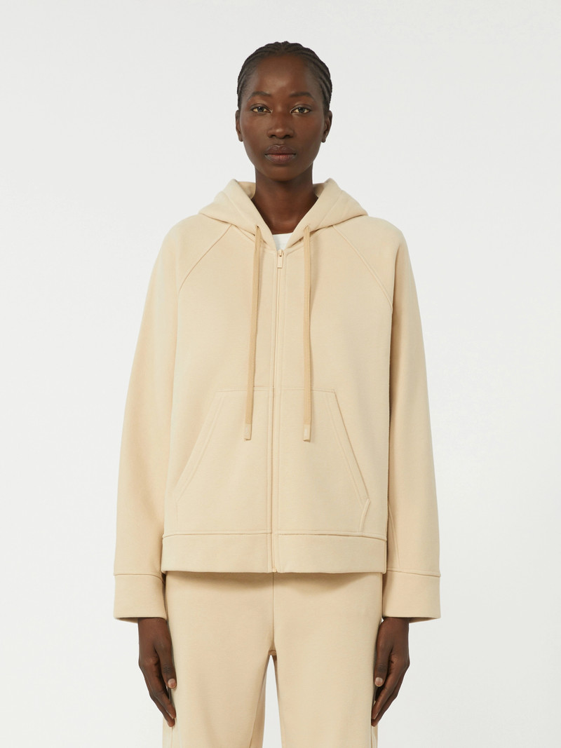NUVOLE Cotton zip-up sweatshirt - SAND 3