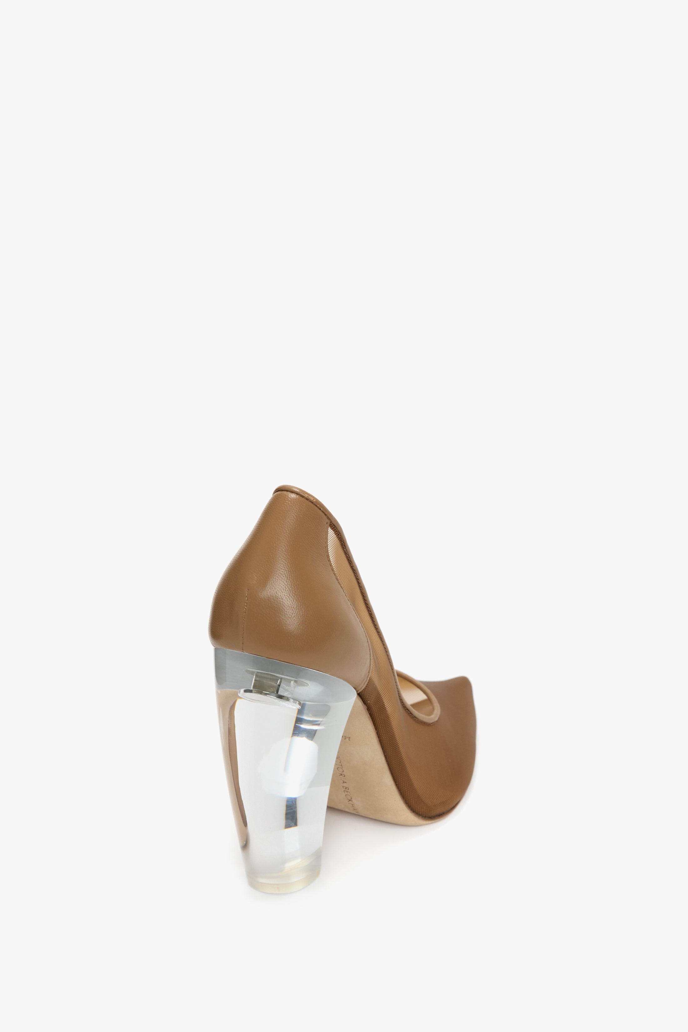 Transparent Heel Mesh Pump In Tan - 3