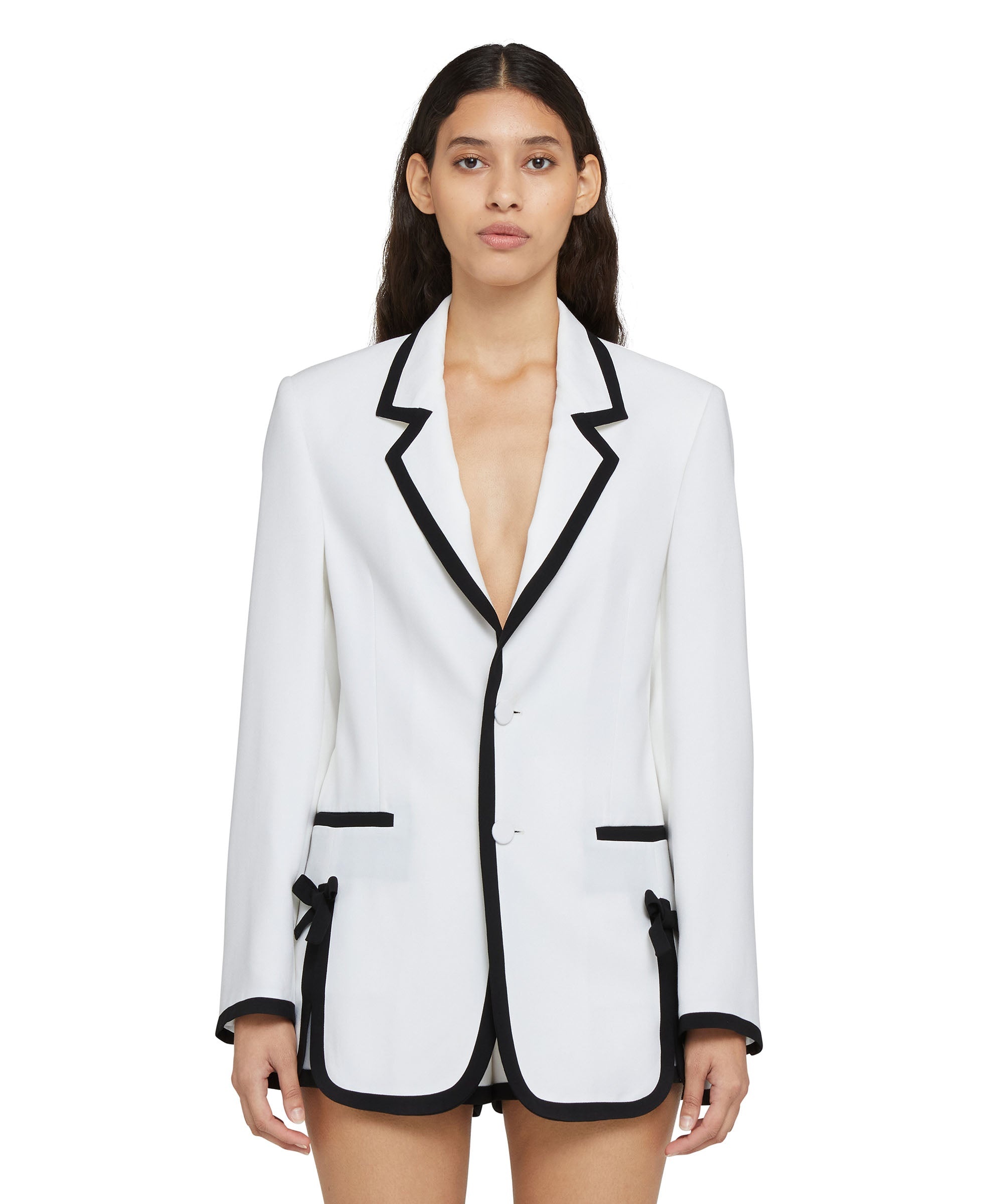 Viscose single-breasted blazer with contrasting border - 2