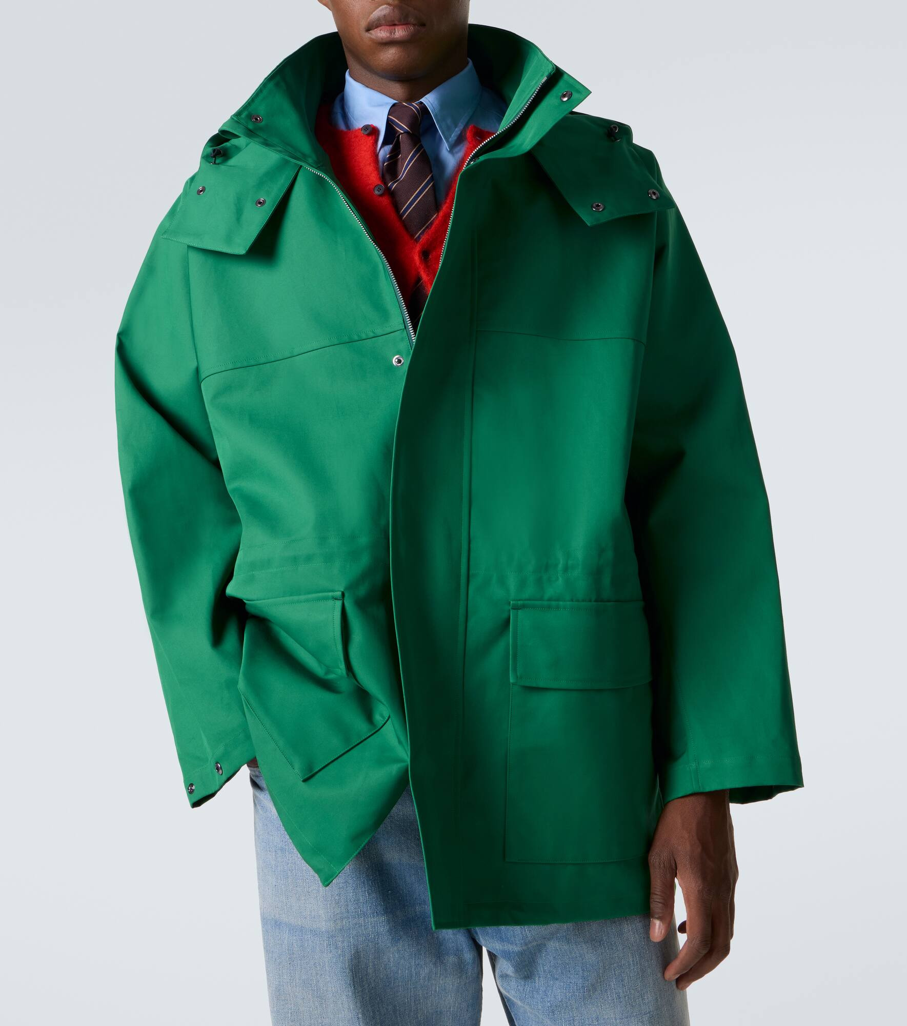Hooded cotton gabardine jacket - 5