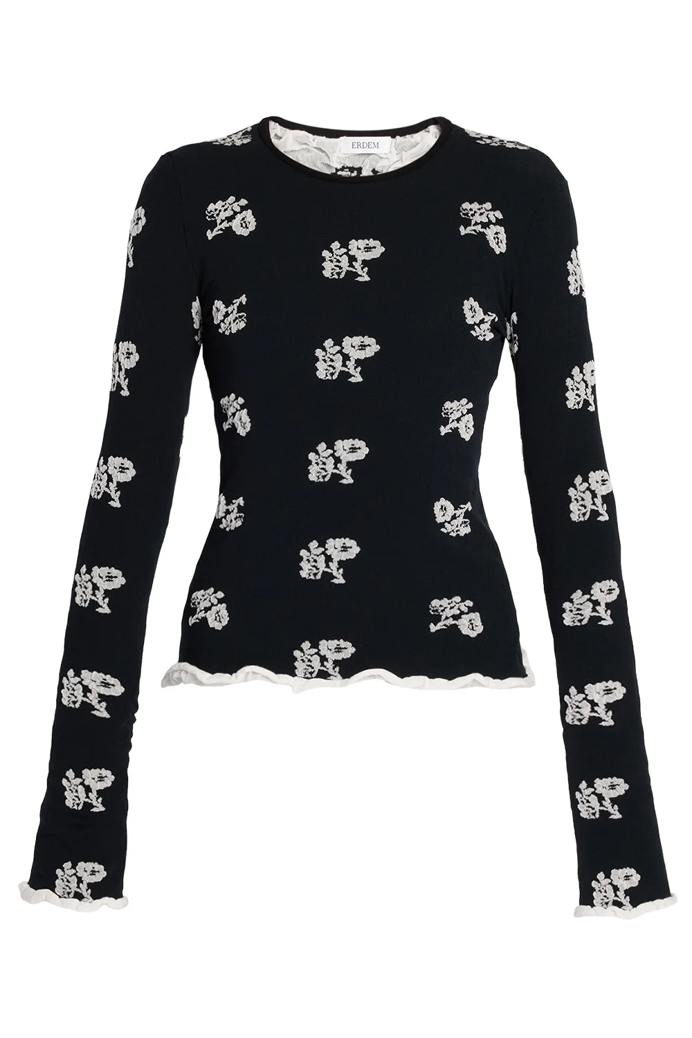 Floral Jacquard Long Sleeve Top - 1