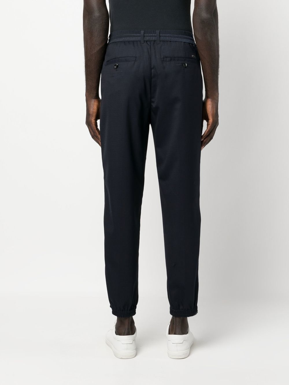 elasticated-waistband tapered trousers - 4