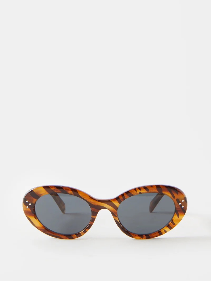 CELINE Oval tiger stripe acetate sunglasses matchesfashion REVERSIBLE