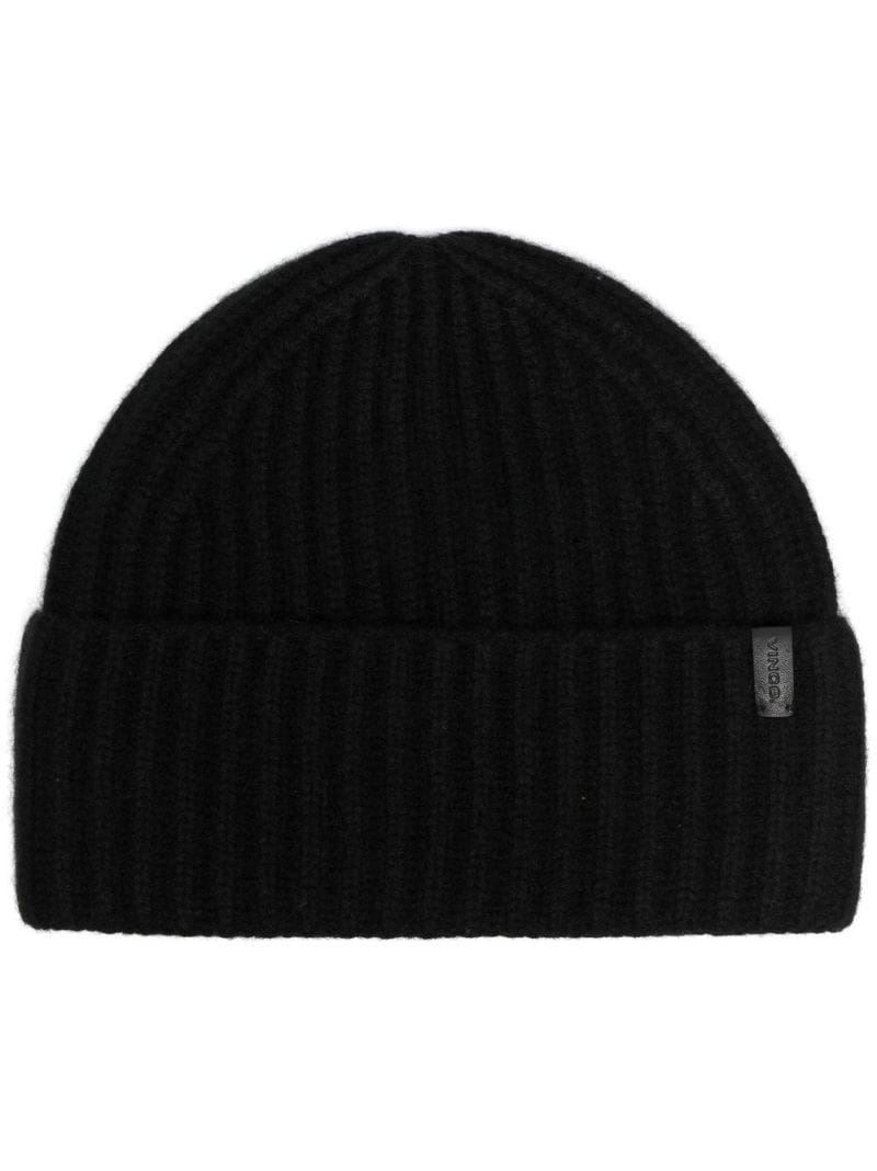 rib-knit cashmere beanie - 1