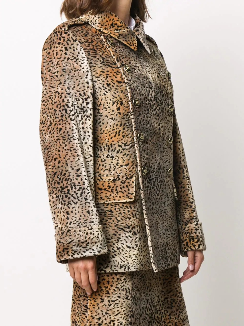 animal-print jacquard peacoat - 3