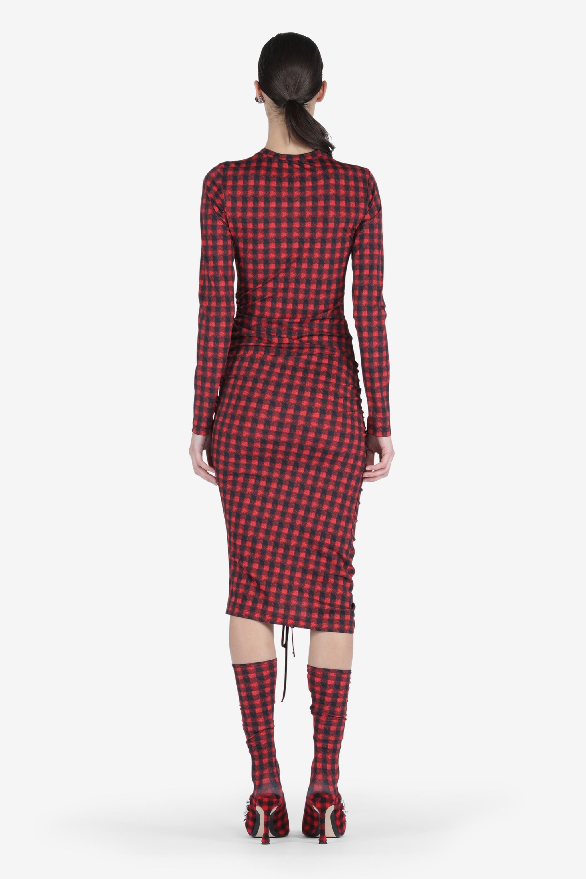 CHECKED GATHERED DRESS - 2