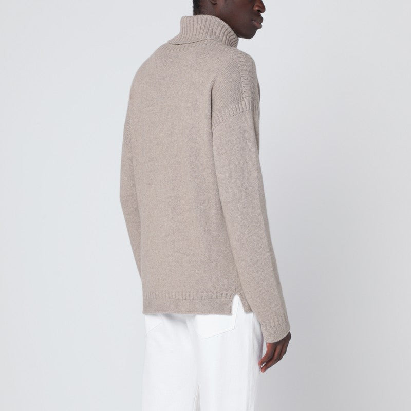 Loro Piana Greige Cashmere Turtleneck Sweater Men - 2