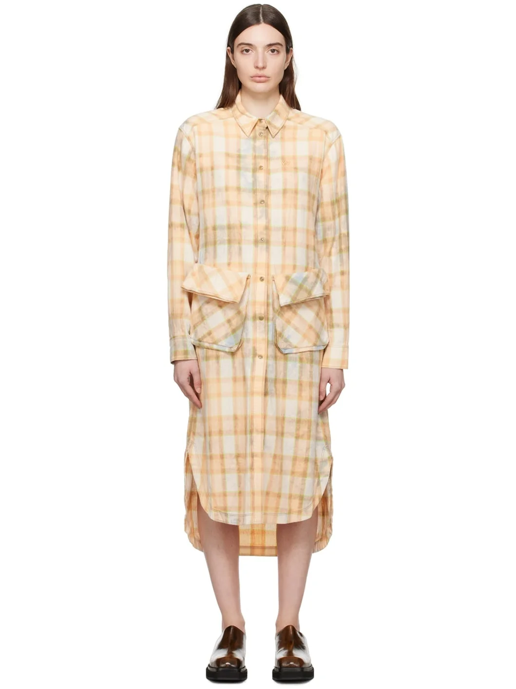 Orange Check Midi Dress - 1