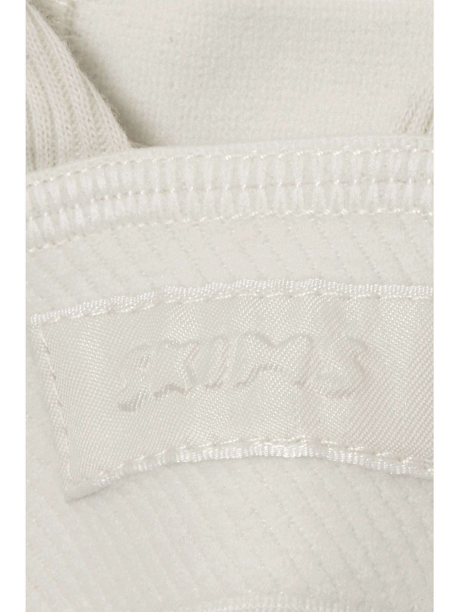 Plunge ribbed cotton-blend jersey bralette - Bone White - 4