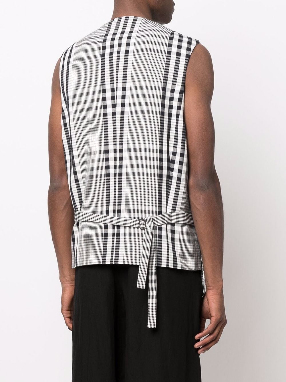 check-print double-breasted waistcoat - 4