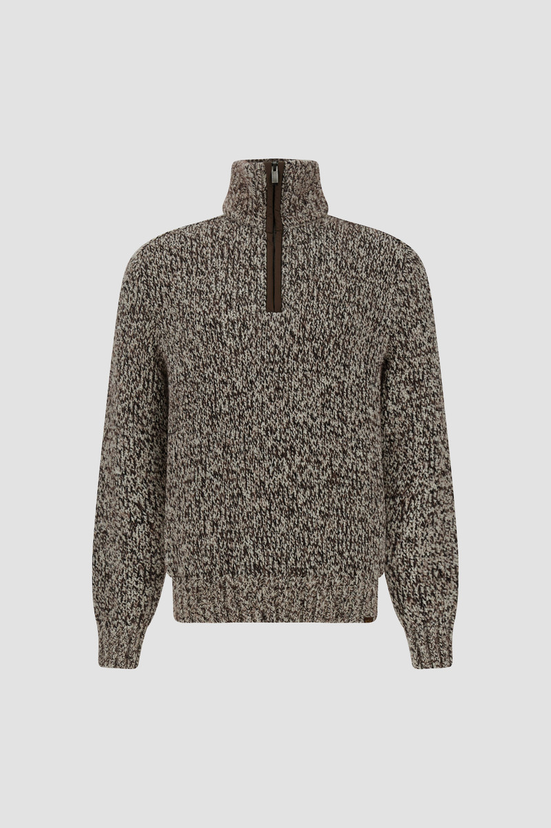 HALF-ZIP SWEATER IN WOOL AND ALPACA - 1