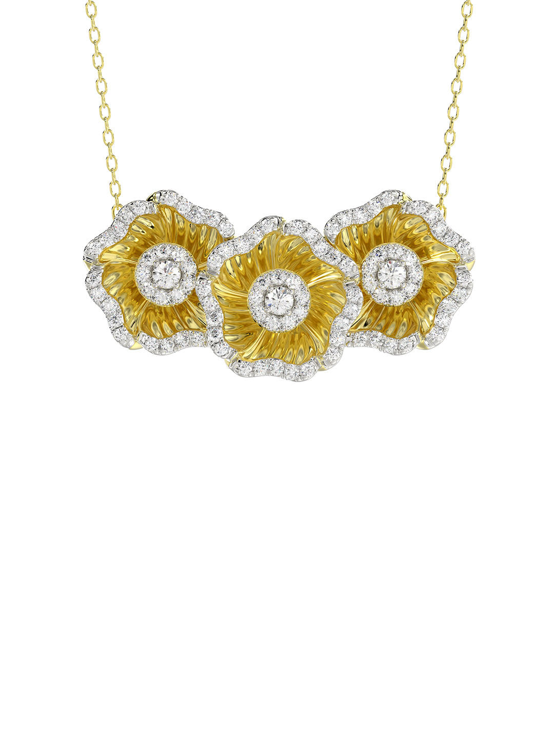 HALO FLOWER YELLOW PENDANT NECKLACE - 2