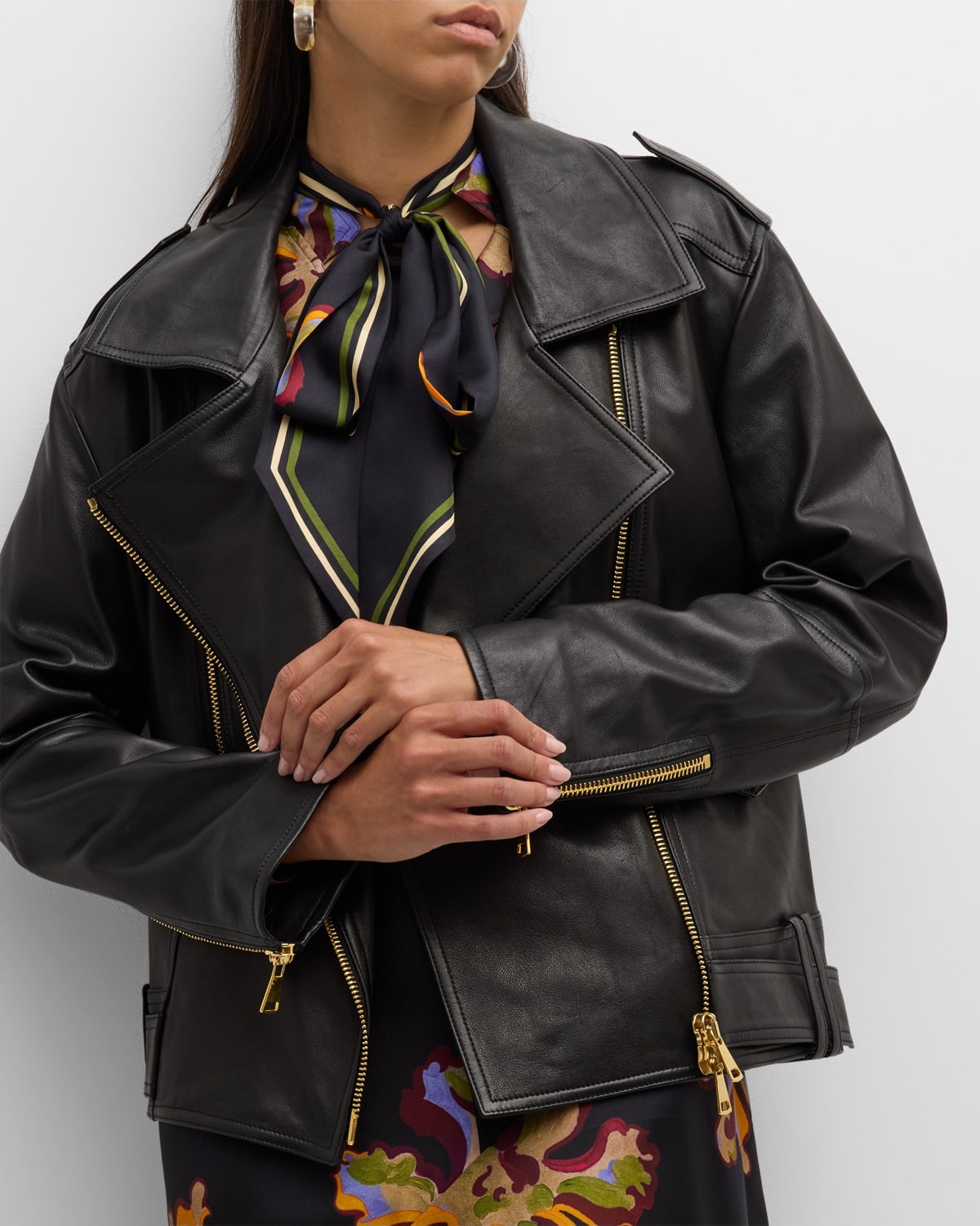 Sleek Statement Leather Moto Jacket - 7