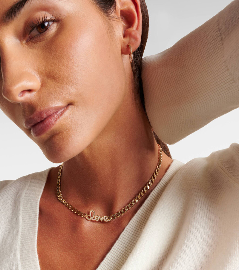 SYDNEY EVAN Love Script 14kt gold necklace with diamonds outlook