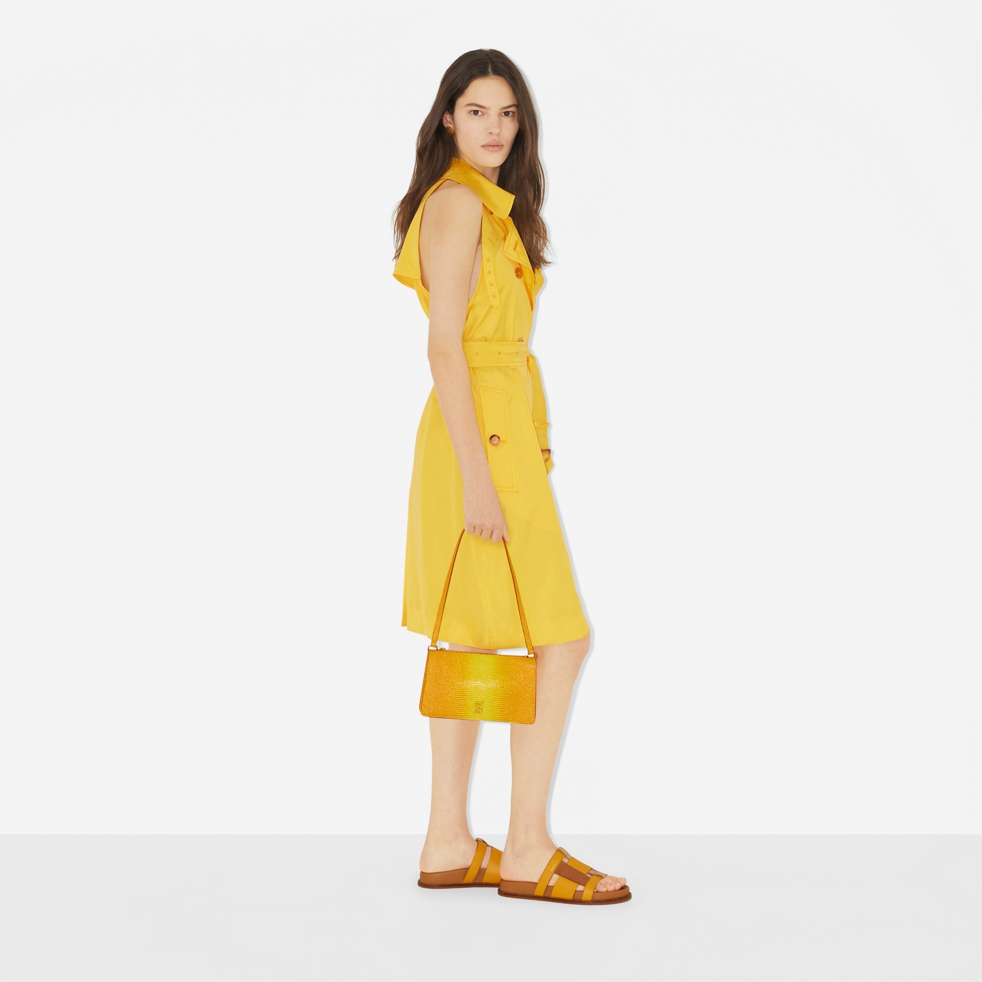 Sleeveless Satin Trench Dress - 3
