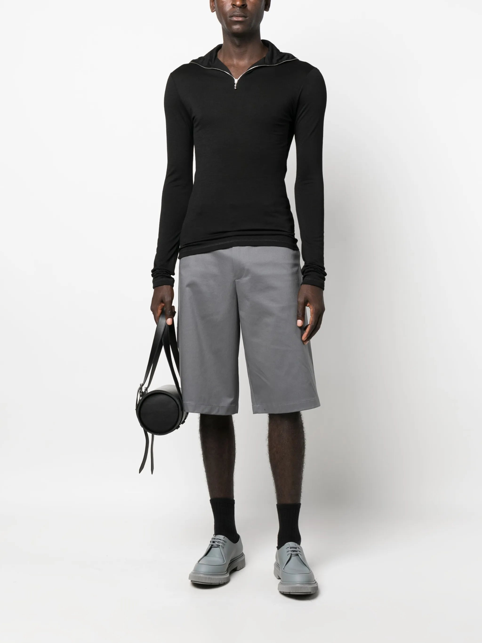 logo-print zip-detail T-shirt - 2