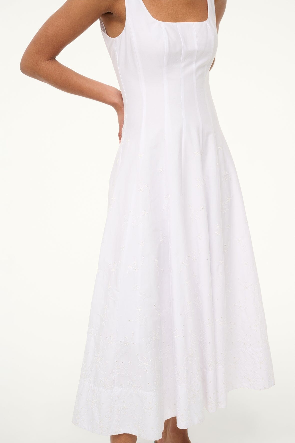 STAUD WELLS DRESS WHITE EMBROIDERY - 2