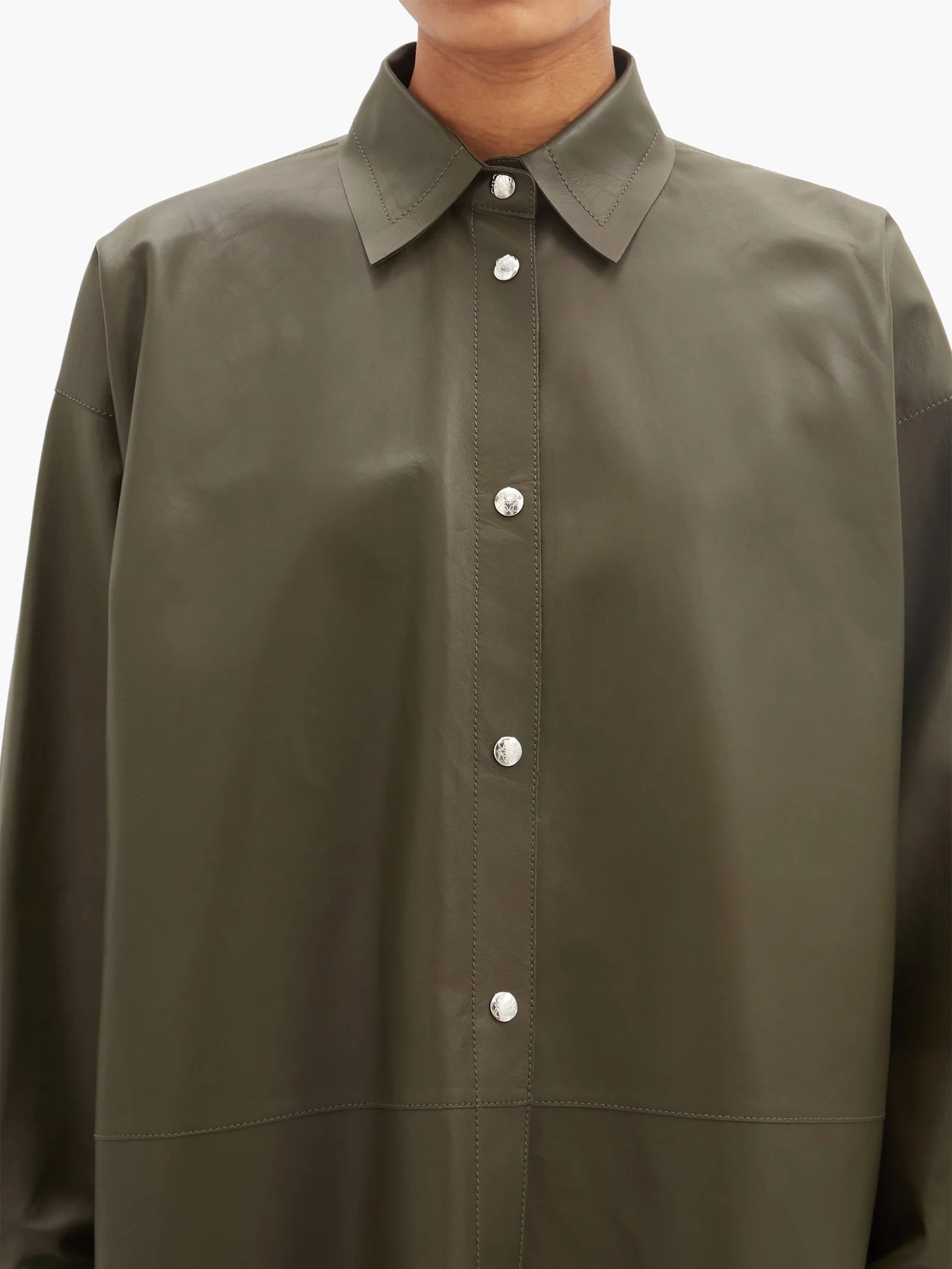 Relaxed nappa-leather shirt - 3