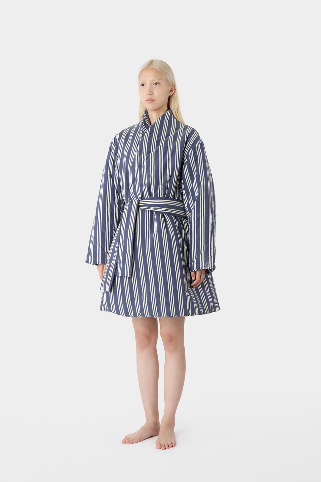 BLANKET COAT / off white & dark navy - 3