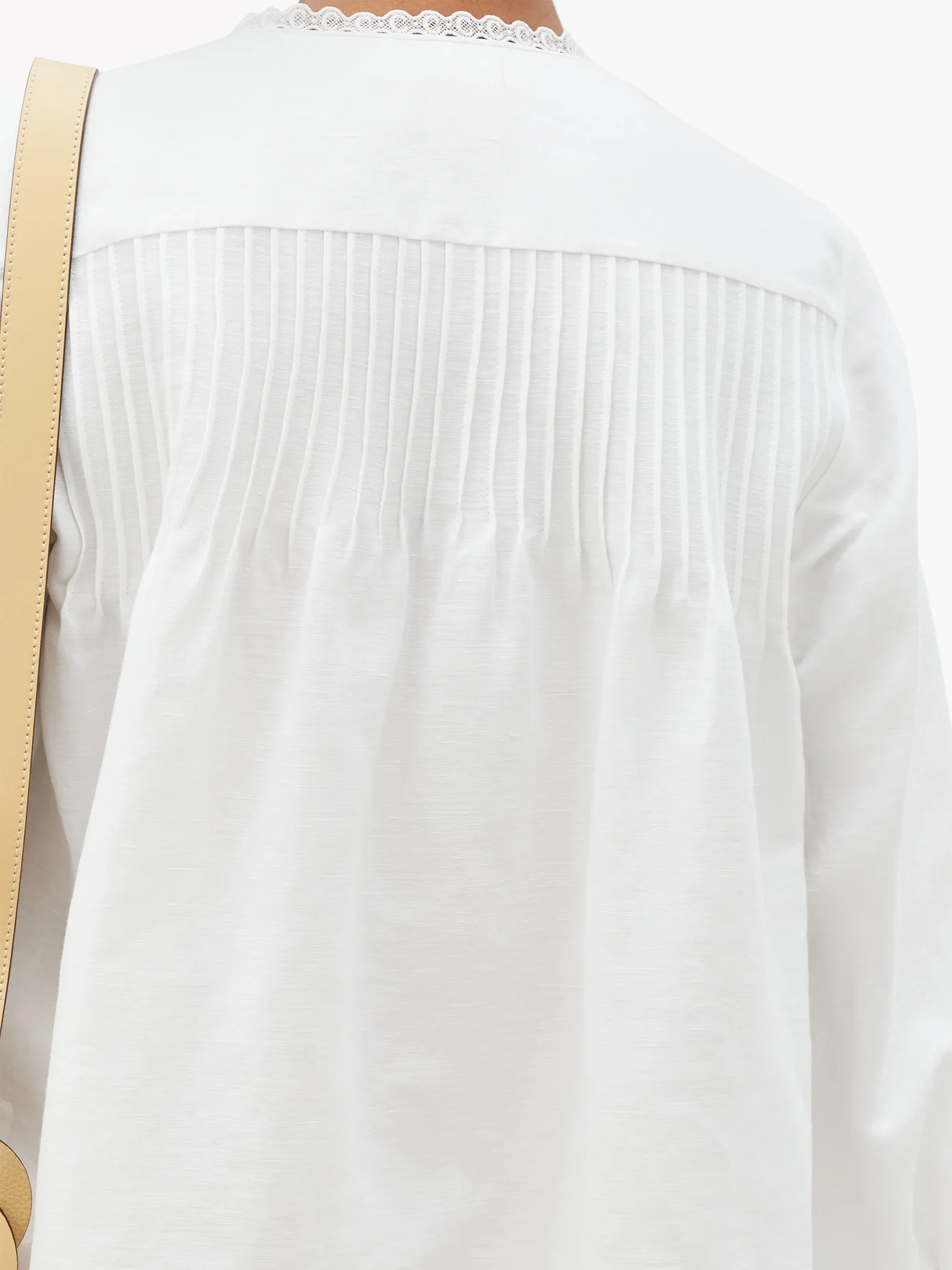 Ruffled-placket linen-blend top - 4