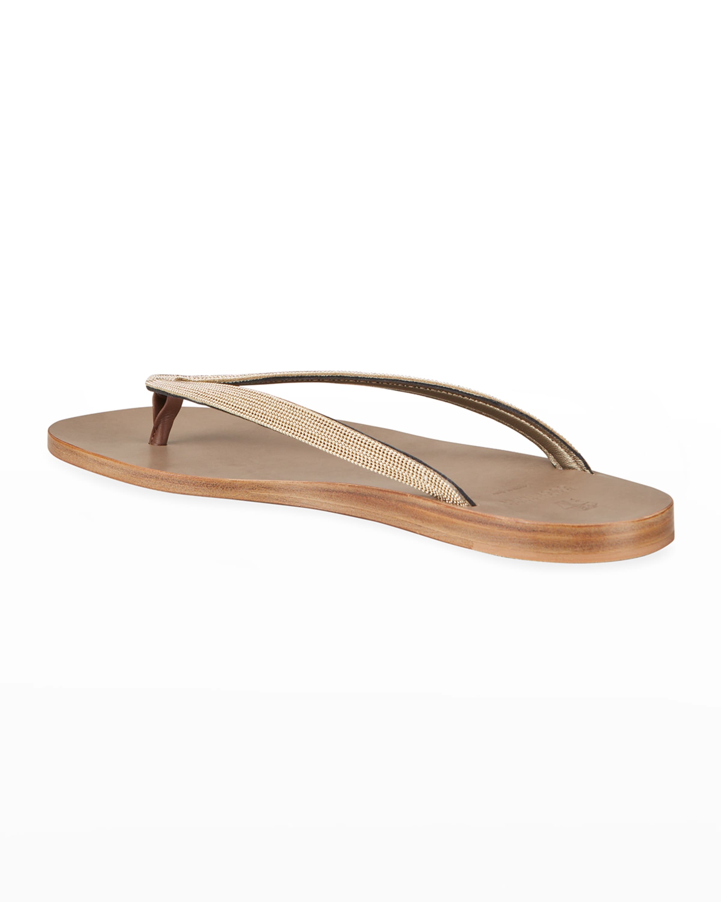 Leather Monili Flat Thong Sandals - 3