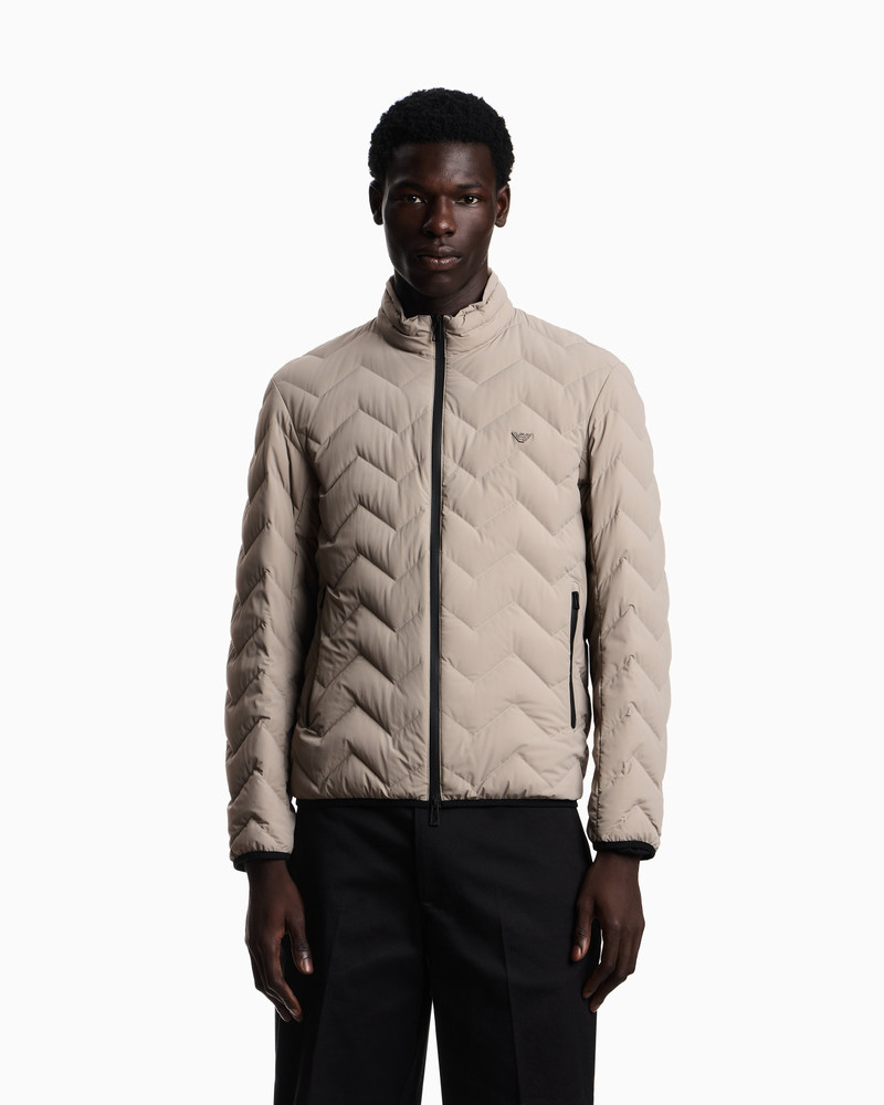 EMPORIO ARMANI WATER-REPELLENT CHEVRON QUILTED NYLON SPANDEX DOWN JACKET outlook
