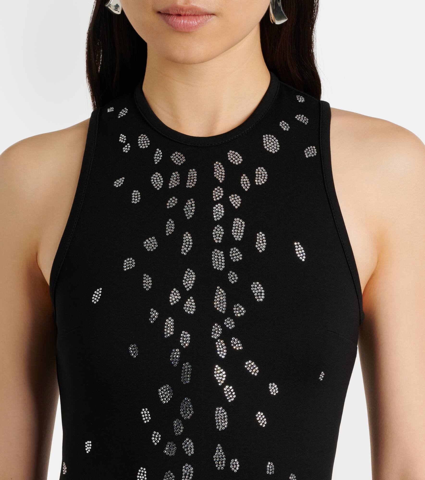 Crystal-embellished jersey minidress - 4