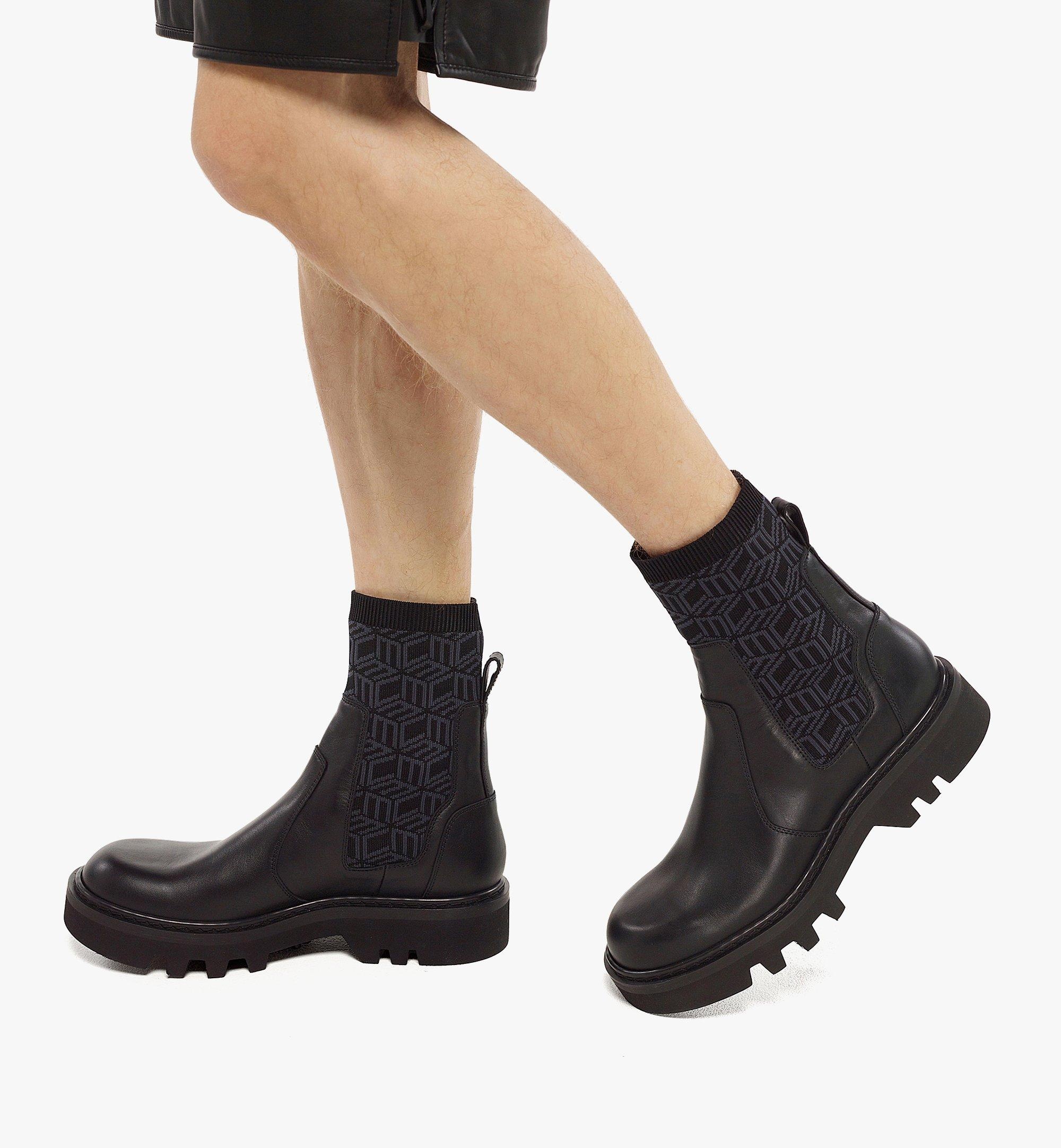 Cubic Knit Boots in Calf Leather - 7