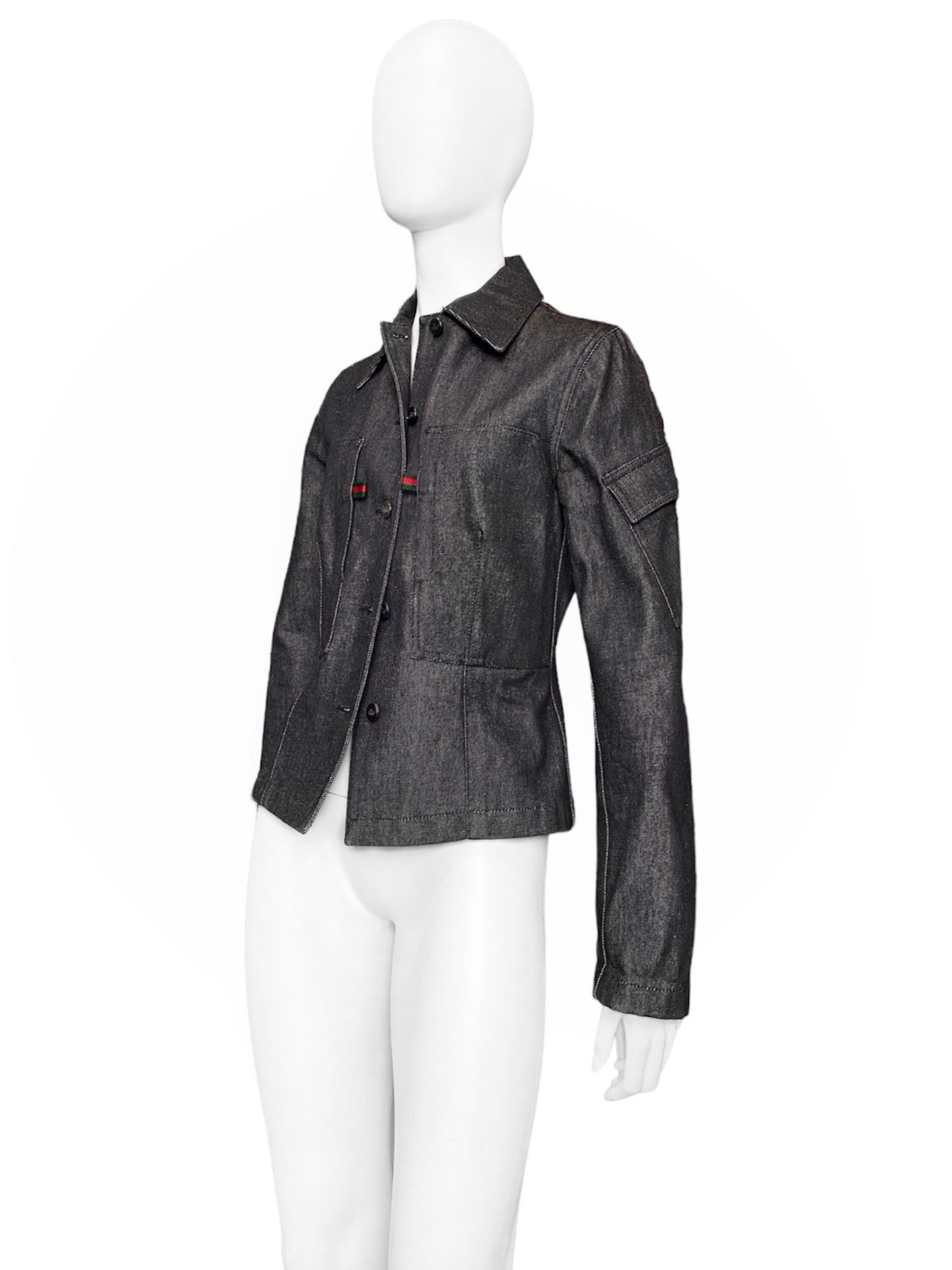 Gucci Fall 1999 Tom Ford Black Selvedge Denim Jacket 40 - 3