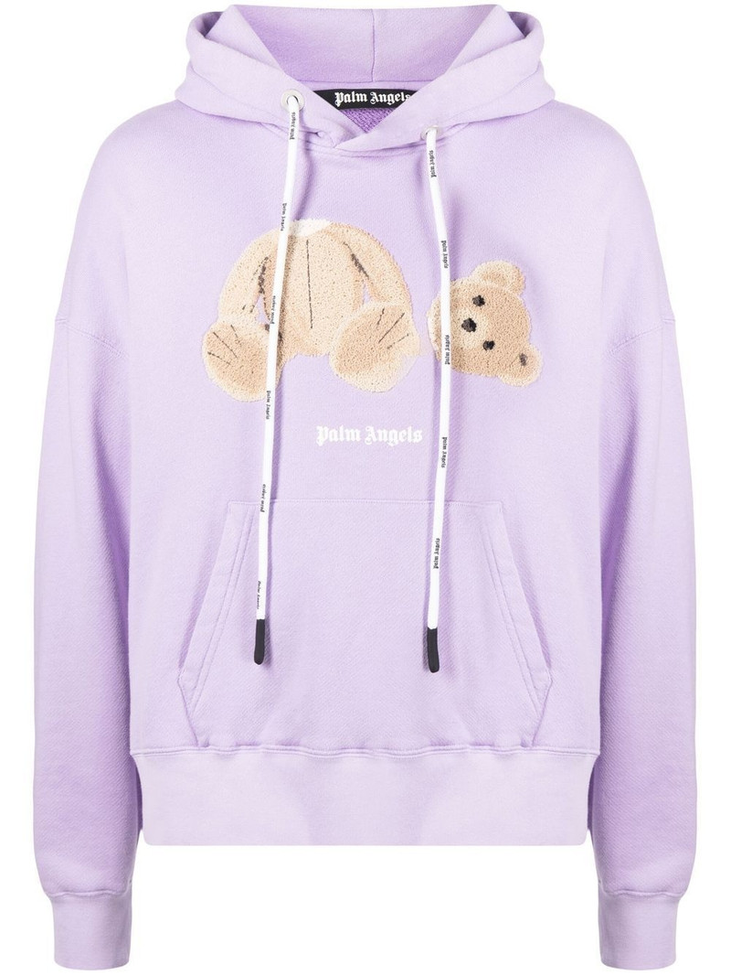 Palm Angels Bear-motif drawstring hoodie outlook