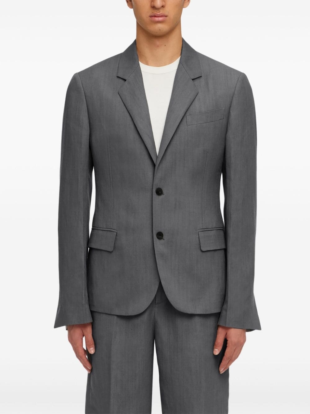 single-breasted cotton blazer - 3
