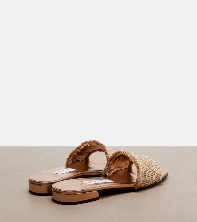 JIMMY CHOO Joa embroidered woven slides outlook