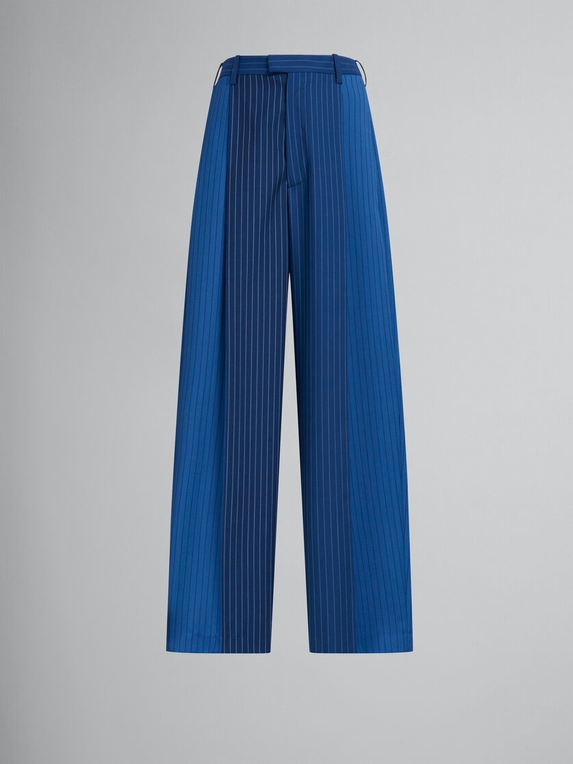 BLUE DÉGRADÉ PINSTRIPE WOOL TROUSERS - 1