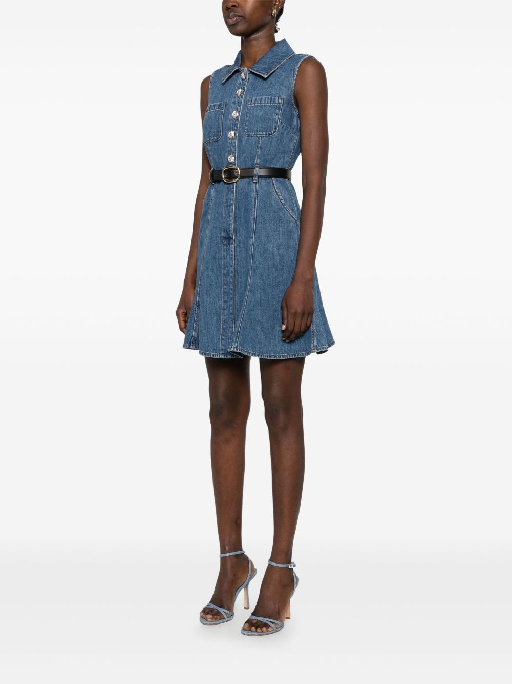 sleeveless denim mini dress - 3