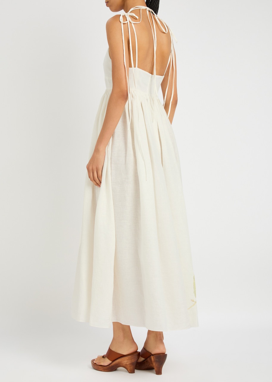 Erdem Floral-print Linen Midi Dress - 3