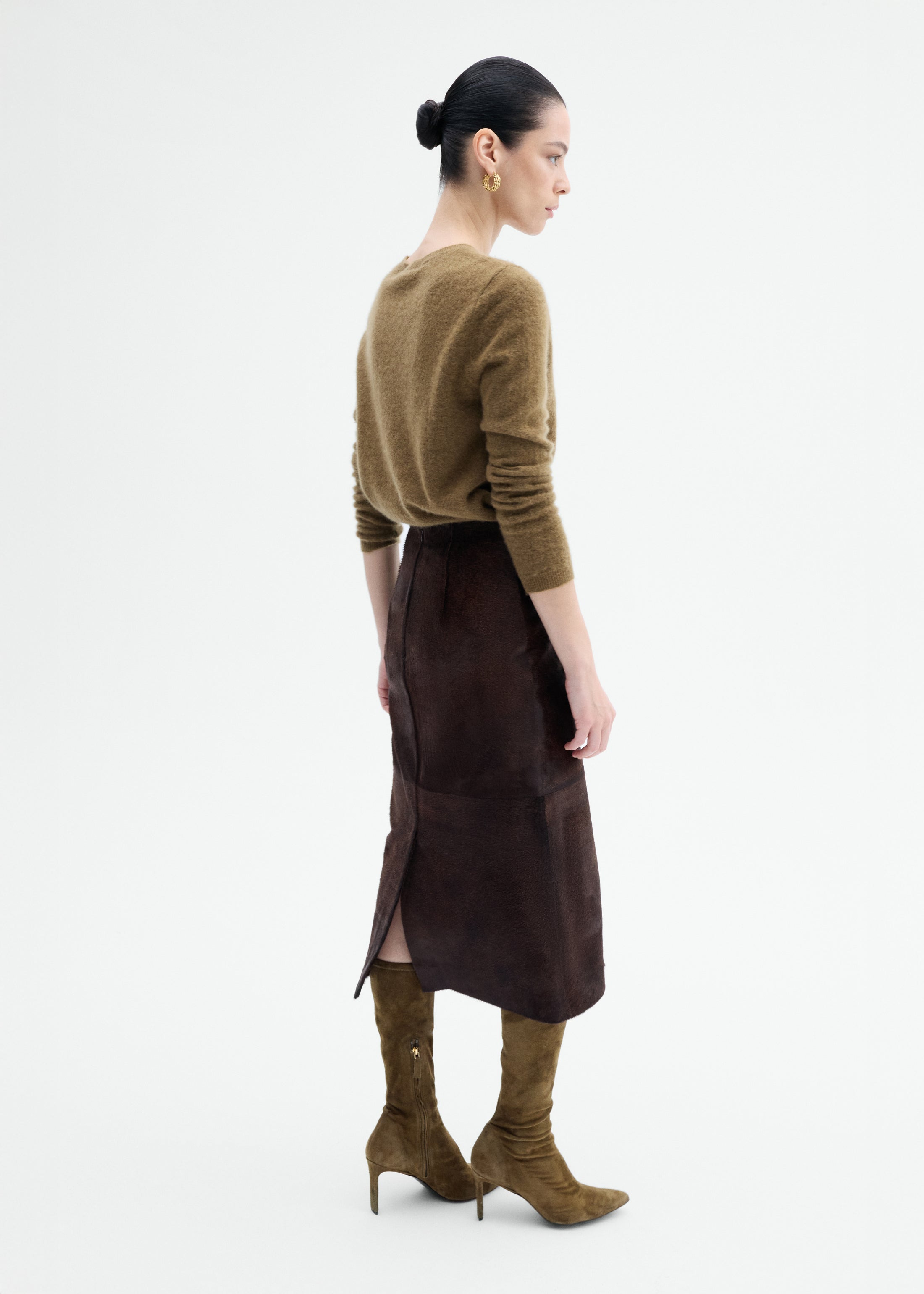 Long Sleeve Crew Sweater in Cashmere Silk - 6