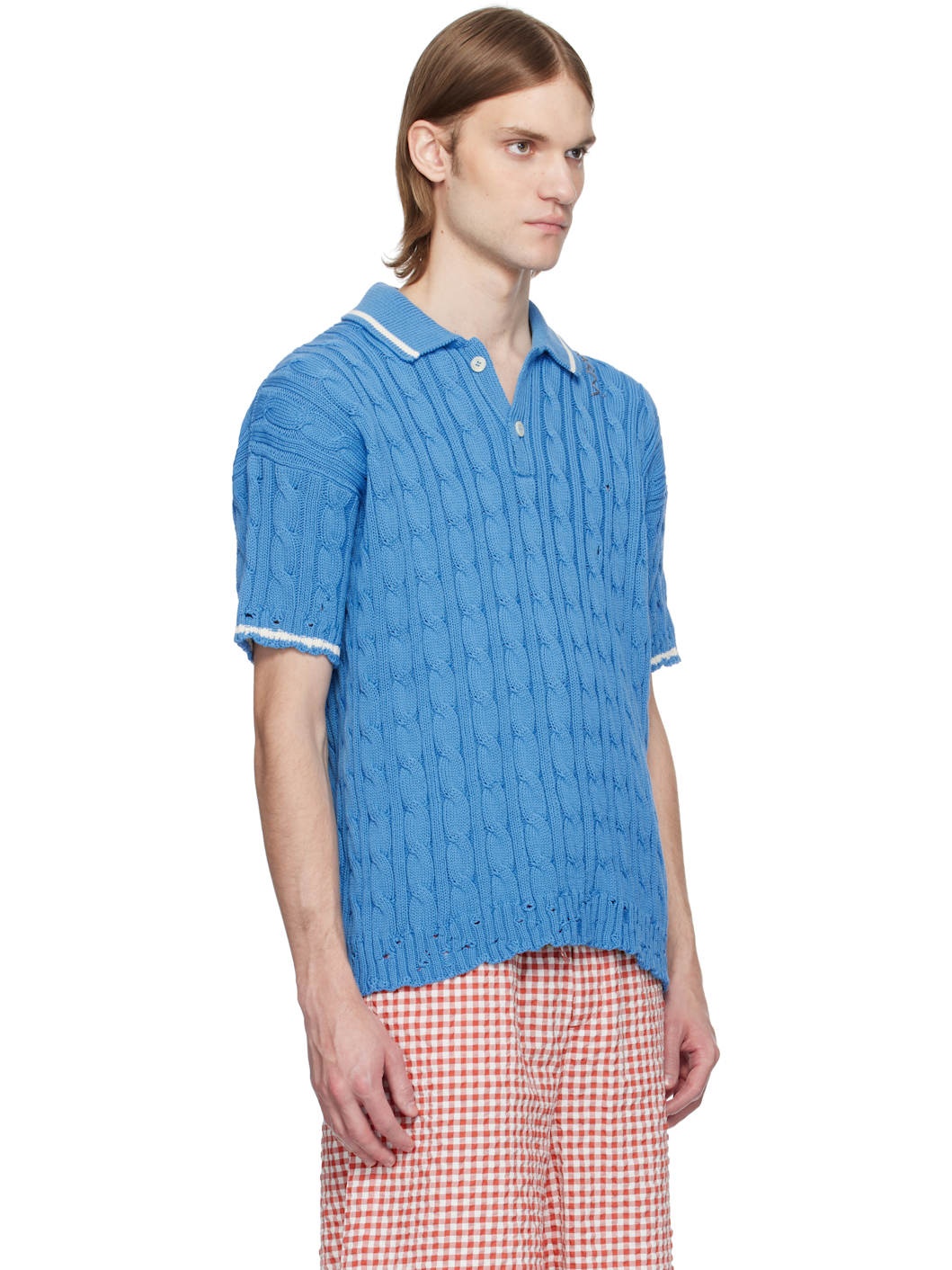 Blue Dishevelled Cable Polo - 2
