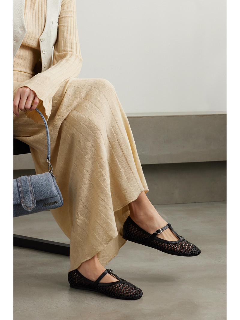 ANCIENT GREEK SANDALS Aerati Leather-trimmed Woven Raffia Ballet Flats outlook