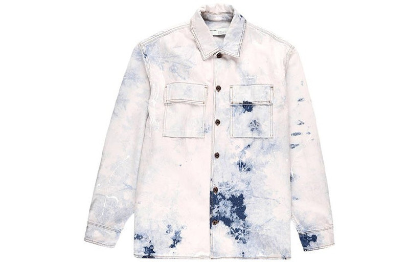 Off-White Colour Colour Rendering Ink Lapel Loose Denim Jacket Men White OMYD017R203860201414 - 1