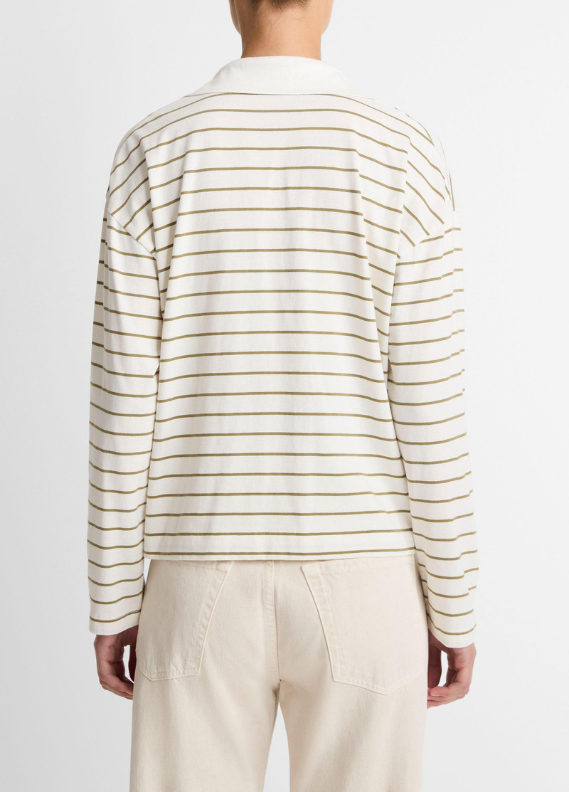 Vince Striped Cotton Long-Sleeve Polo Shirt outlook