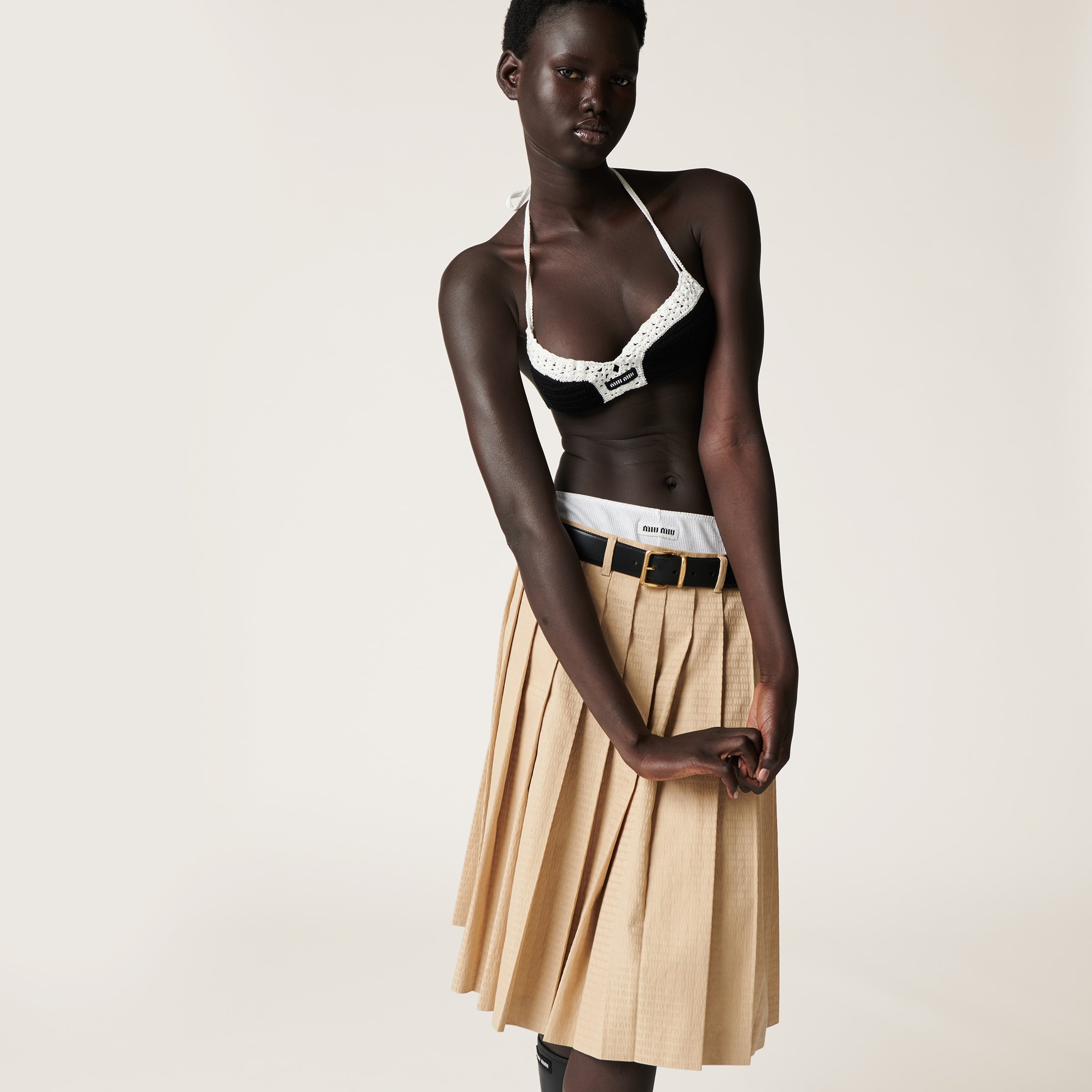 Miu Miu jacquard poplin skirt - 4