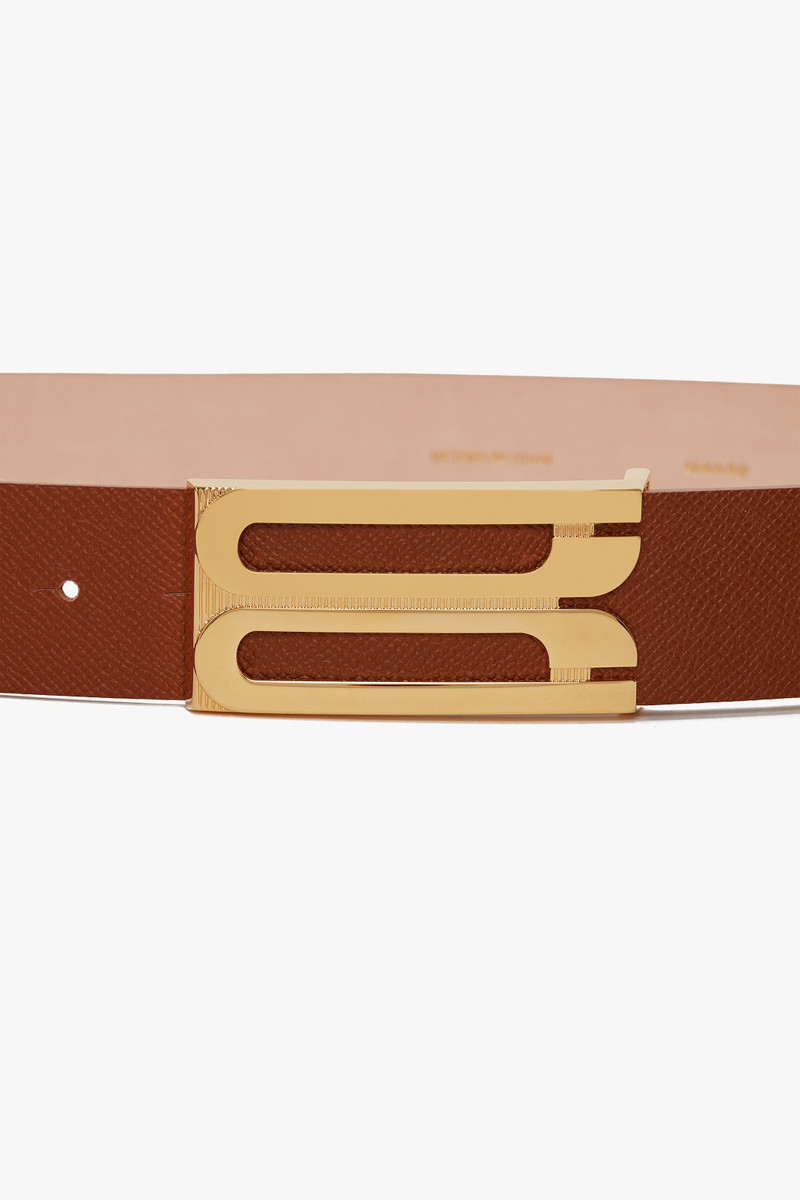 Jumbo Frame Belt In Tan Grained Leather 4