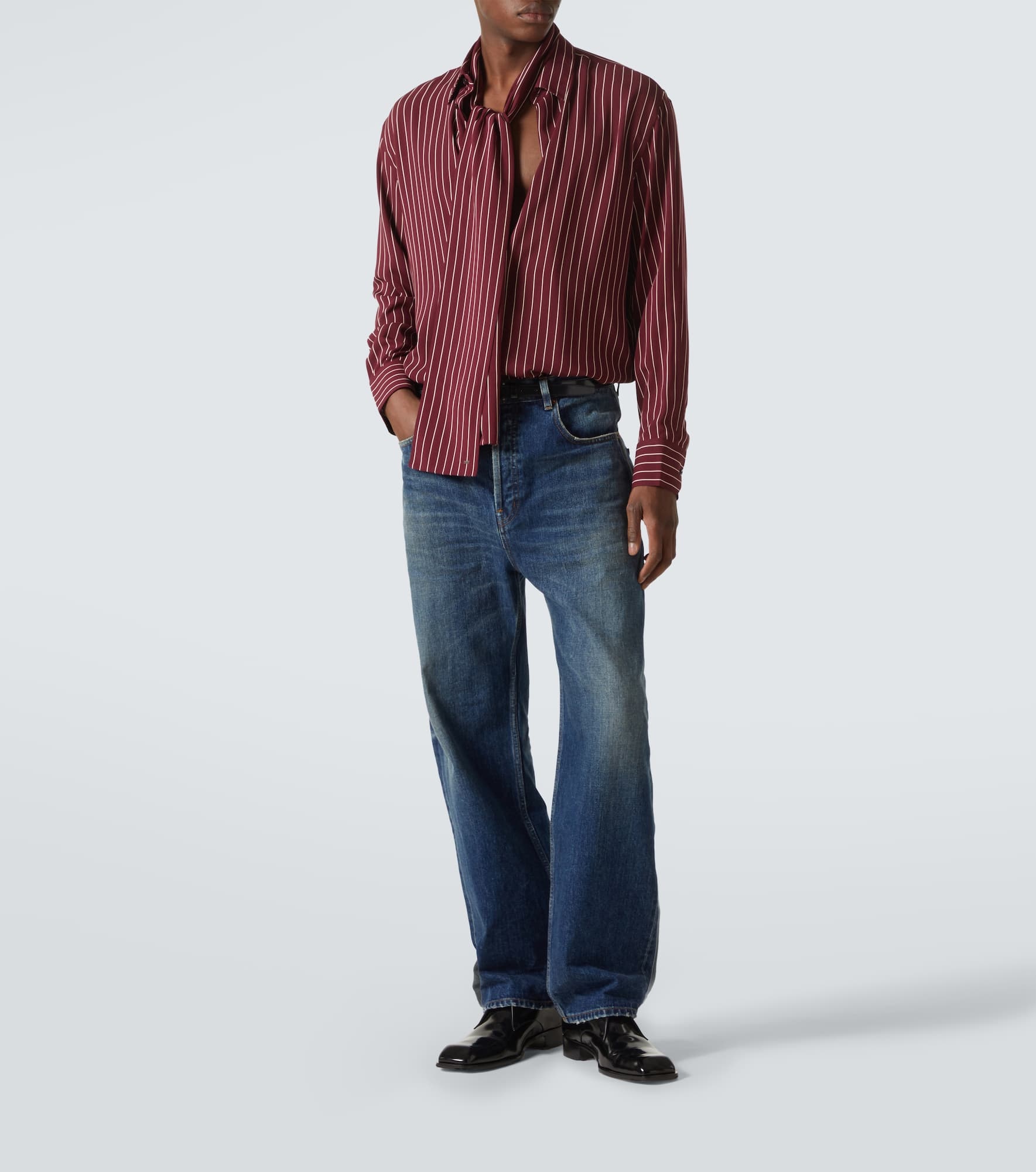 Tie-neck striped shirt - 2