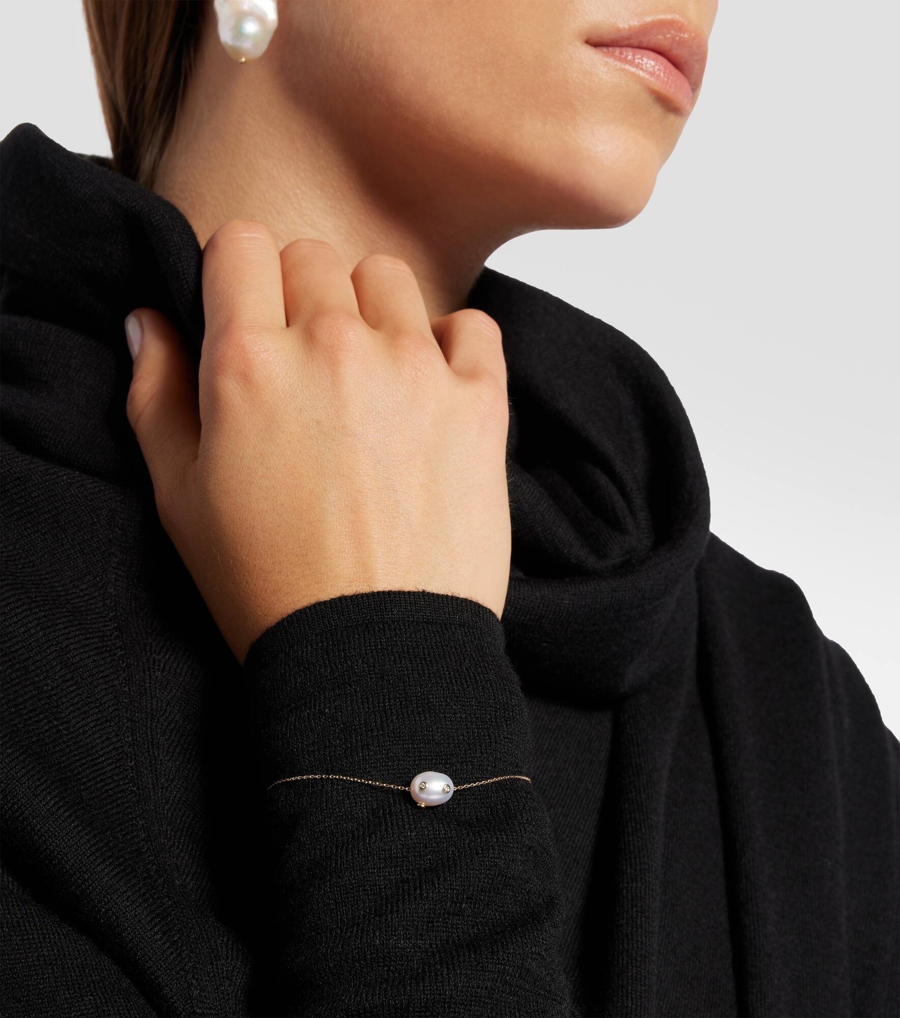 14kt gold bracelet with Baroque pearl and diamonds - 3
