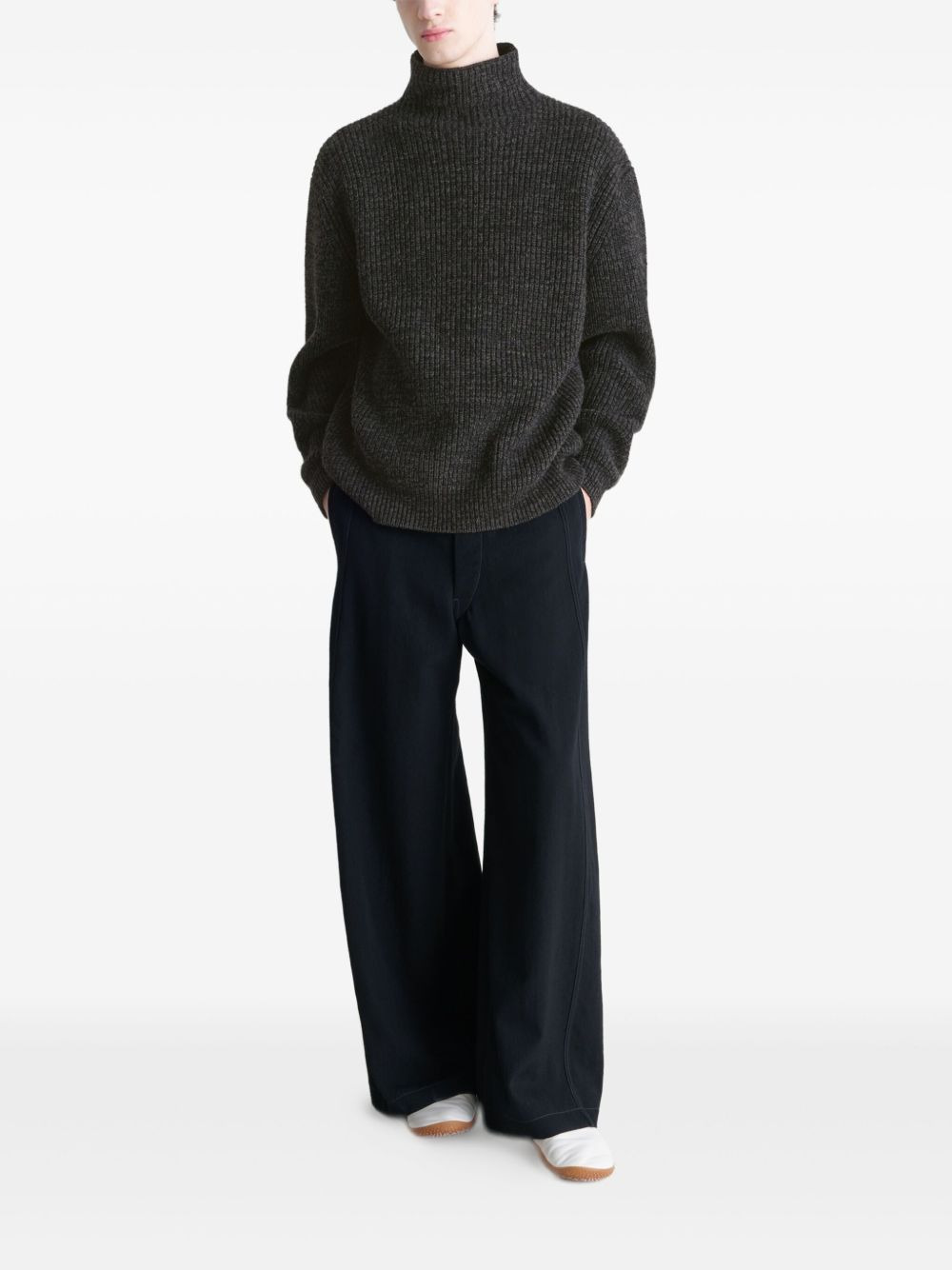 high-neck ribbed sweater - 2