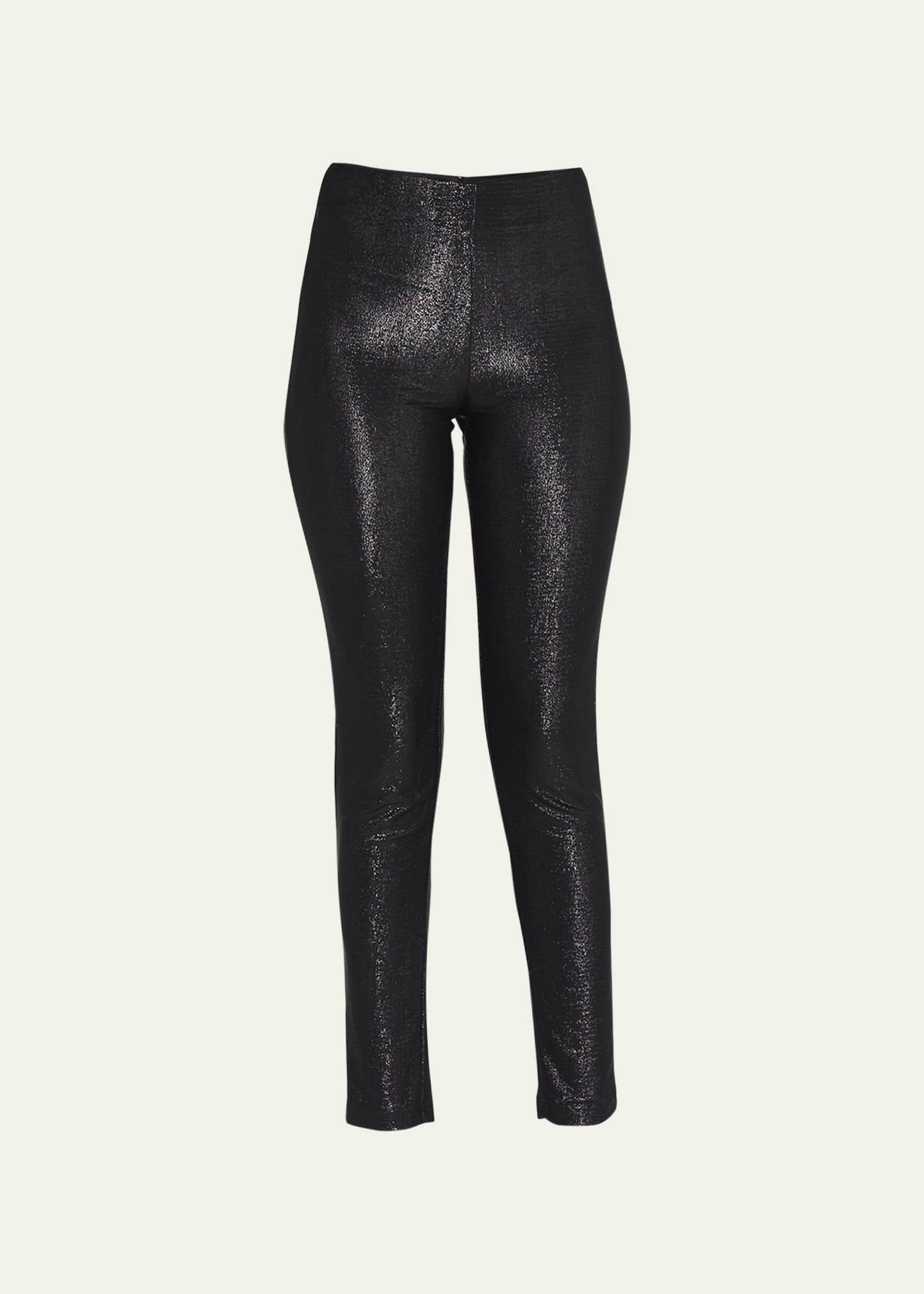 Metallic Sparkle Skinny-Leg Ankle Pants - 1