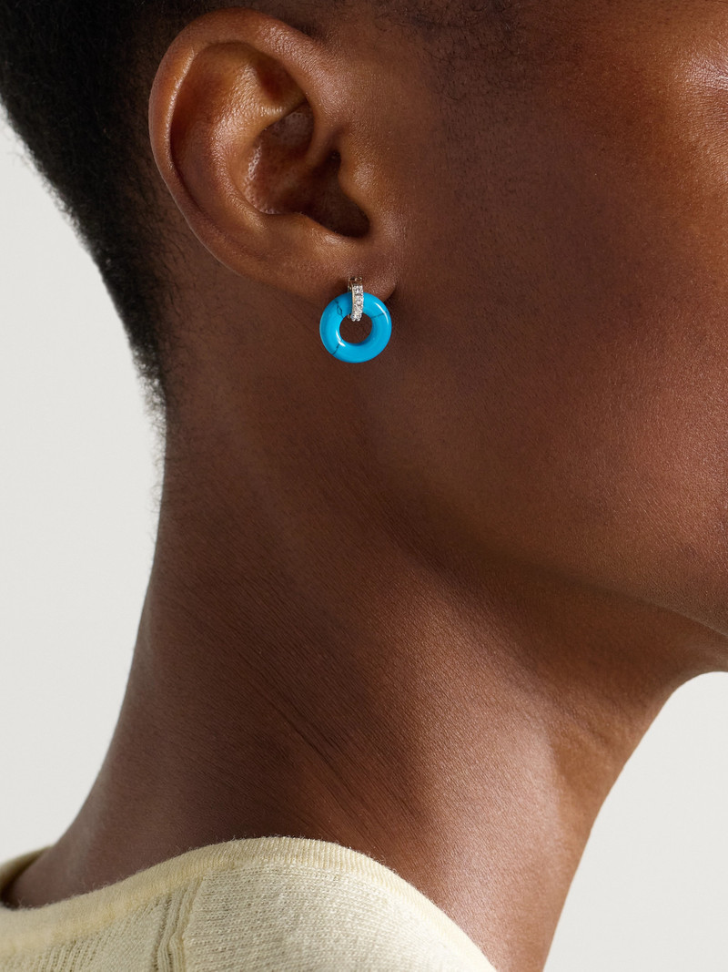 MATEO Donut 14-karat Yellow And White Gold, Turquoise And Diamond Earrings outlook