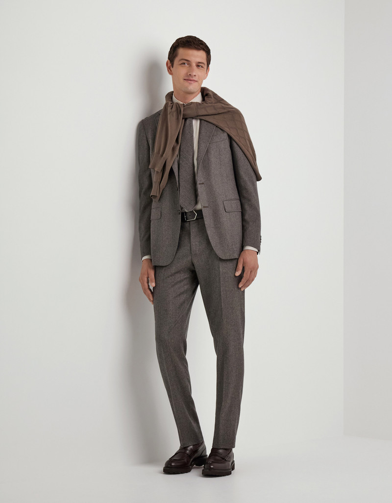 Canali WALNUT EXTRAFINE MERINO WOOL POLO WITH DIAMOND TEXTURE AND FAUX PATCHES outlook